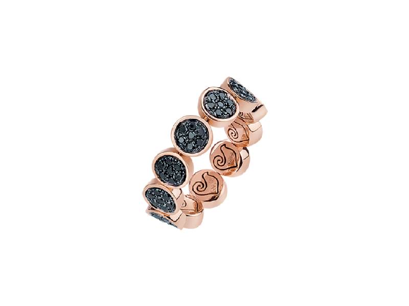 ROSE GOLD AND BLACK DIAMONDS BAND RING PAILLETTES CHANTECLER 41021